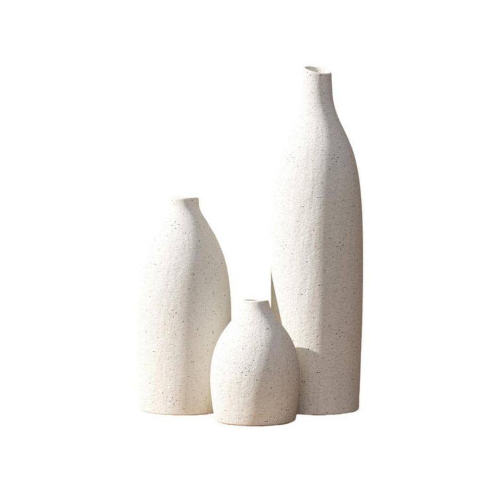 11 in. Minimalist Nordic Modern White Ceramic Cylinder Bottle
