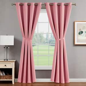 Chyna Coral Blackout Grommet Tiebacks Curtain 50 in. W x 96 in. L (2-Panels)