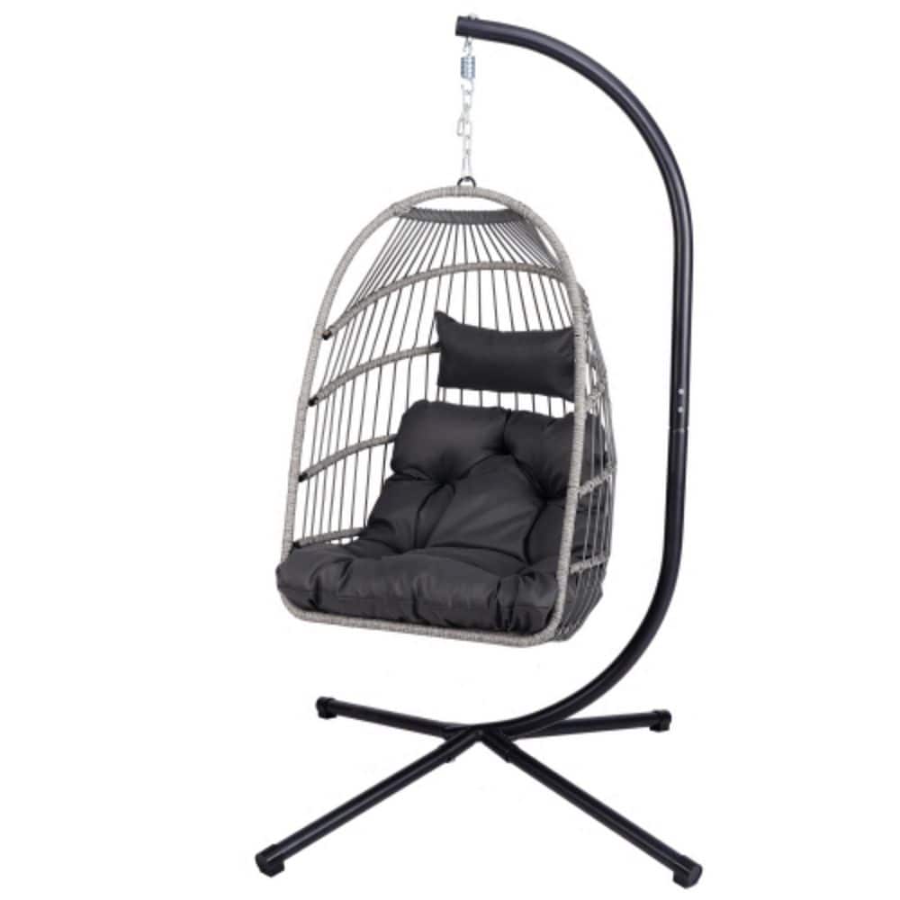 Outdoor Egg Hanging Chair with Stand, Patio Wicker Swing Egg Chair Indoor Swinging Chair Outdoor Hammock Egg Chair price history on PriceWatchPro