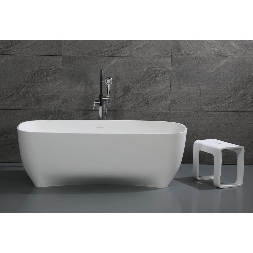 68.4'' White Matte Solid Surface Freestanding Bathtub