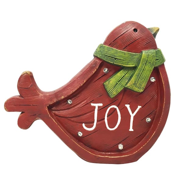 Alpine Corporation 10 in. Christmas Bird Light Up Statue Decor with Timer