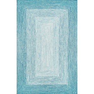 Jayda Braided Gradience Blue Doormat 2 ft. x 3 ft.  Indoor/Outdoor Patio Area Rug