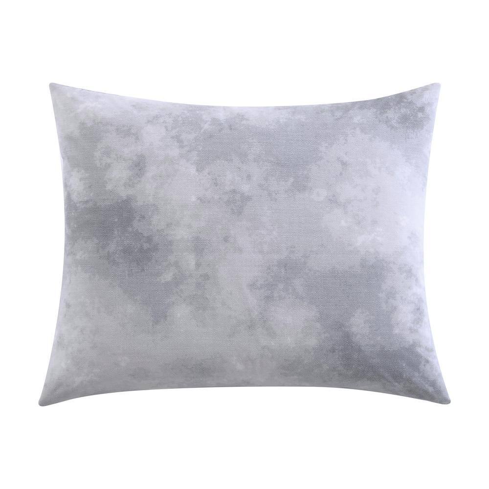 Gray and White Cotton Twin Duvet Cover Set