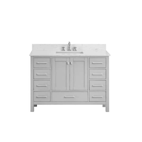 Bath Mist 48 in. W Single Sink Freestanding Bath Vanity in Gray with White Engineered Top