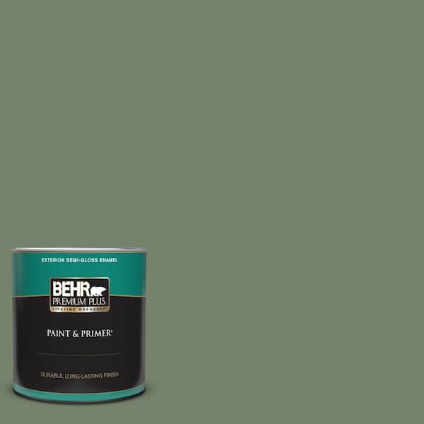 BEHR PREMIUM PLUS 1 qt. #MQ6-16 Gazebo Green Semi-Gloss Enamel Exterior  Paint & Primer 534004 - The Home Depot