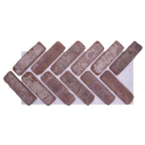 28 in. x 12.5 in. x 1/2 in. (8.7 sq. ft.) Brickwebb Herringbone Castle Gate Thin Brick Sheets (Box of 5-Sheets)