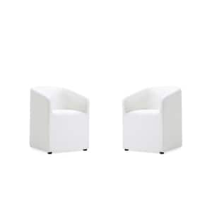 Anna Cream Round Faux Leather Dining Armchair (Set of 2)