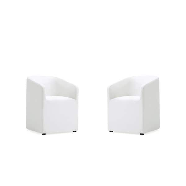 Anna Modern Cream Faux Leather Upholstered Dining Armchair (Set of 2)