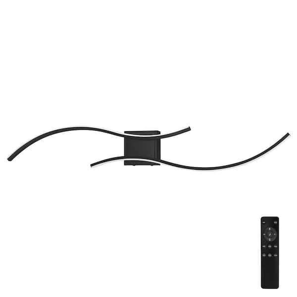 Briignite 40 in. Black 2-Light Modern Wall Sconce Over Mirror, Dimmable LED Vanity Light for Living Room and Hallway