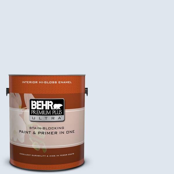 BEHR Premium Plus Ultra 1 gal. #590C-1 Morning Haze Hi-Gloss Enamel Interior Paint and Primer in One