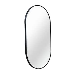 Oval Bathroom Vanity Mirror, 20 in. x 28 in. Black frame Oval Bathroom Mirror Wall Pill Shaped Mirror, Oval Wall Mirror