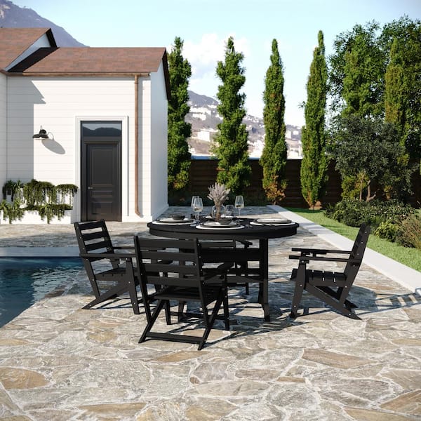 Carnegy Avenue Black 5-Piece Plastic Patio Conversation Set