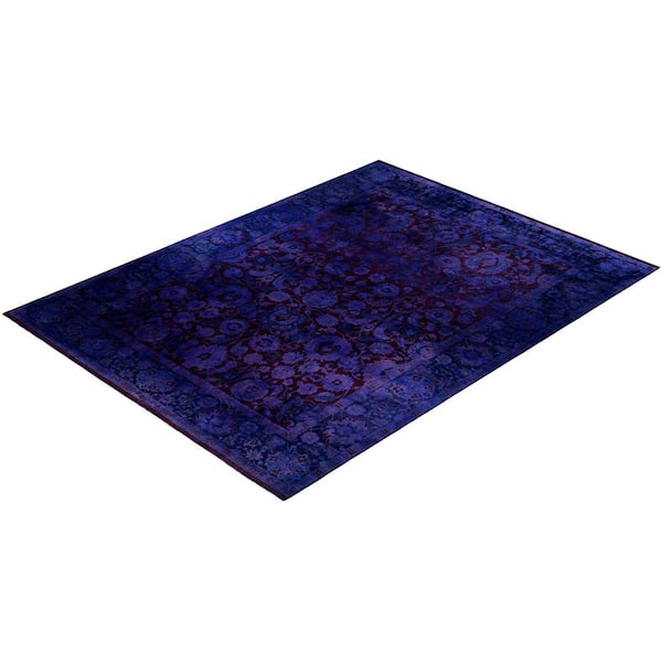Overdyed Purple 9 ft. x 12 ft. Solid Wool Indoor Area Rug