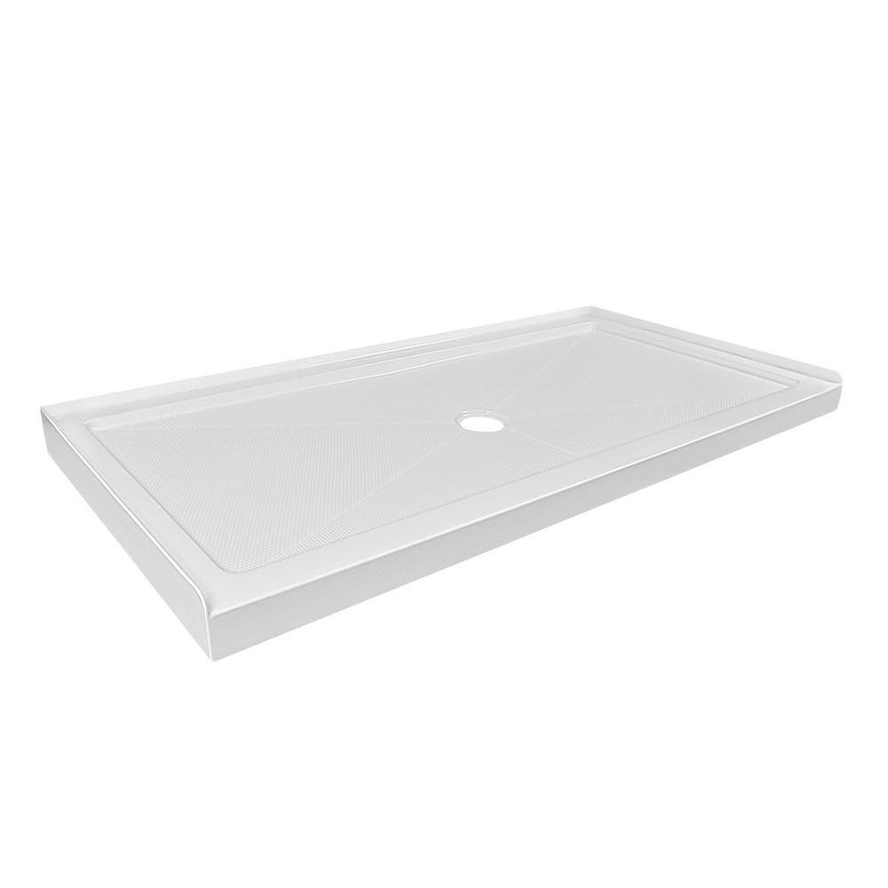 60'' White Acrylic Shower Base with Non-slip Design