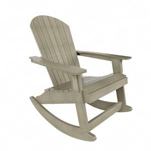 Vineyard 2-Piece Weathered Gray Outdoor Patio Rocking Adirondack Chair with 2-Tier Side Table