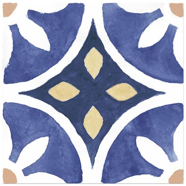 Santorini Coast Blue 10 in. x 10 in. Porcelain Floor and Wall Take Home Tile Sample
