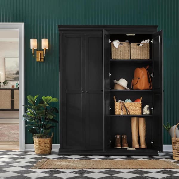 Home Decorators Collection Mansell Black Wood Accent Storage Cabinet (78" H x 60" W)