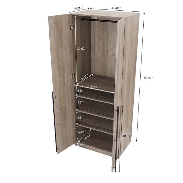 Manhattan Comfort Lee Rustic Grey 31.5 in. Freestanding Wardrobe