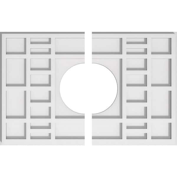 Ekena Millwork 20 in. x 13.37 in. x 1 in. Beaux Architectural Grade PVC Contemporary Ceiling Medallion (2-Piece)
