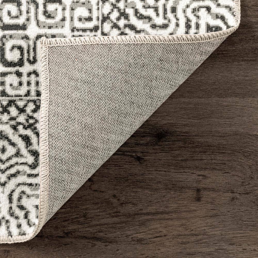 Sleek Gray Synthetic 14''x8'' Easy-Care Area Rug