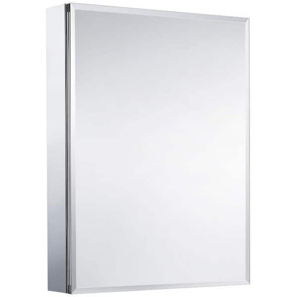 Aoibox 24 in. W x 30 in. H Rectangula Silver Aluminium Recessed/Surface Mount Medicine Cabinet with Mirror