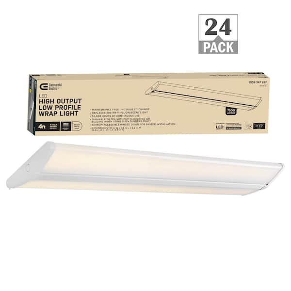 4 ft. 400-Watt Equivalent 7500 Lumens Integrated LED White Shop Light 65W Bright White 4000K Dimmable (24-Pack)