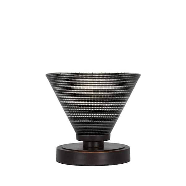 Unbranded Quincy 6.5 in. Dark Granite Accent Lamp with 7 in. Black Matrix Glass Shade, No Bulb Included