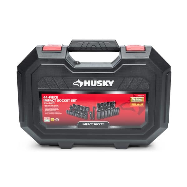Husky 3/8 in. Drive SAE/Metric 6-Point Impact Socket Set (44-Piece)