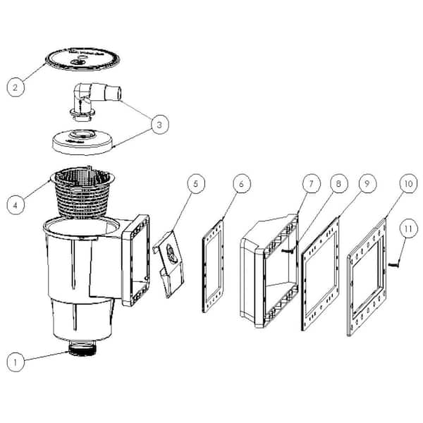 Above Ground Wide Mouth Thru-Wall Skimmer