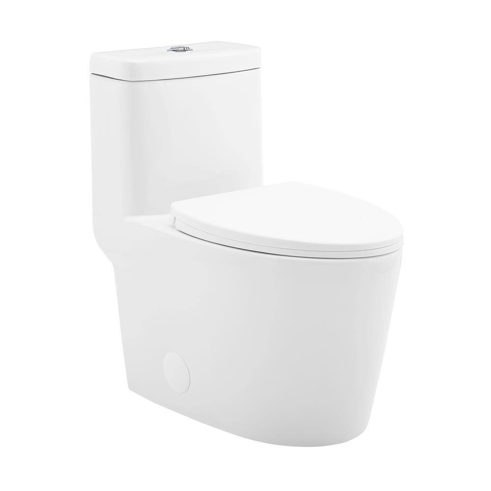 Fulton Glossy White Ceramic One-Piece Elongated Dual-Flush Toilet
