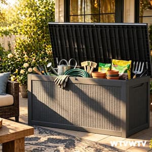 260 Gal. Waterproof Outdoor Resin Storage Deck Box, Large Lockable Capacity, Versatile Deck Outdoor Storage Bench