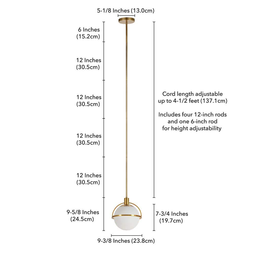 Elegant Brass and White Milk Glass 9'' Drum Pendant Light