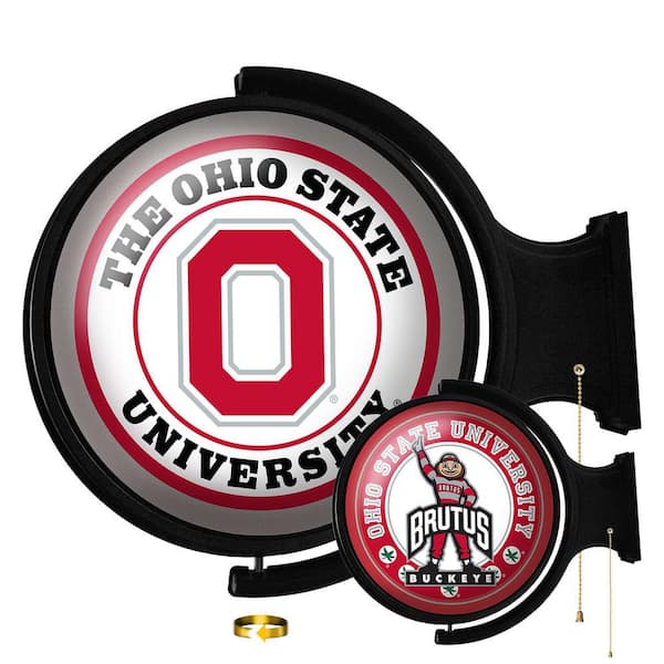 The Fan-Brand Ohio State Buckeyes: Original "Pub Style" Round Rotating Lighted Wall Sign (23"L x 21"W x 5"H)
