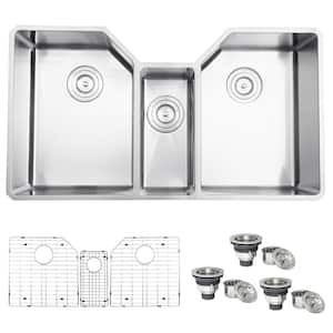 Undermount Stainless Steel 35 in. 16-Gauge Triple Bowl Kitchen Sink