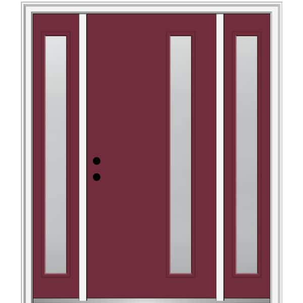 MMI Door 64.5 in. x 81.75 in. Viola Right-Hand Inswing 1-Lite Frosted Painted Fiberglass Smooth Prehung Front Door with Sidelites