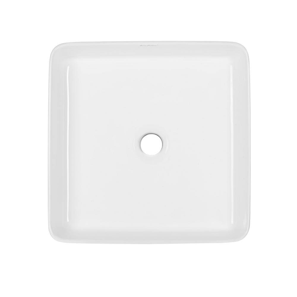 White Ceramic Square Above-Counter Vessel Sink, 15.74"