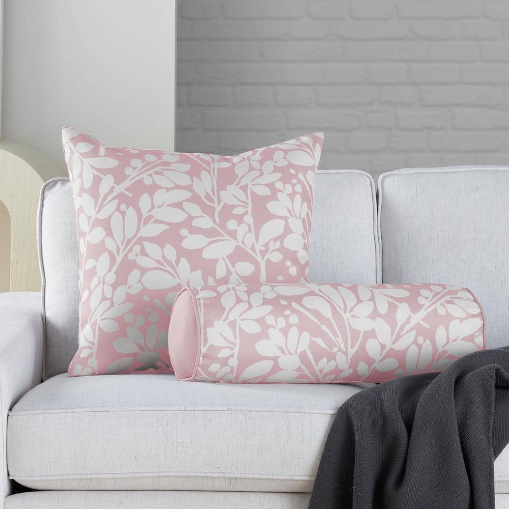 Blush and White Reversible Geometric Leaf 20" Square Throw Pillow