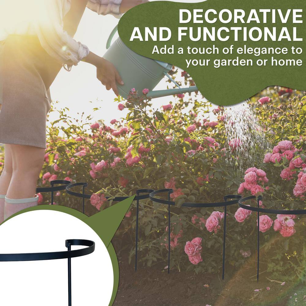 Black Metal Half Round Plant Support Stake, 37" Tall
