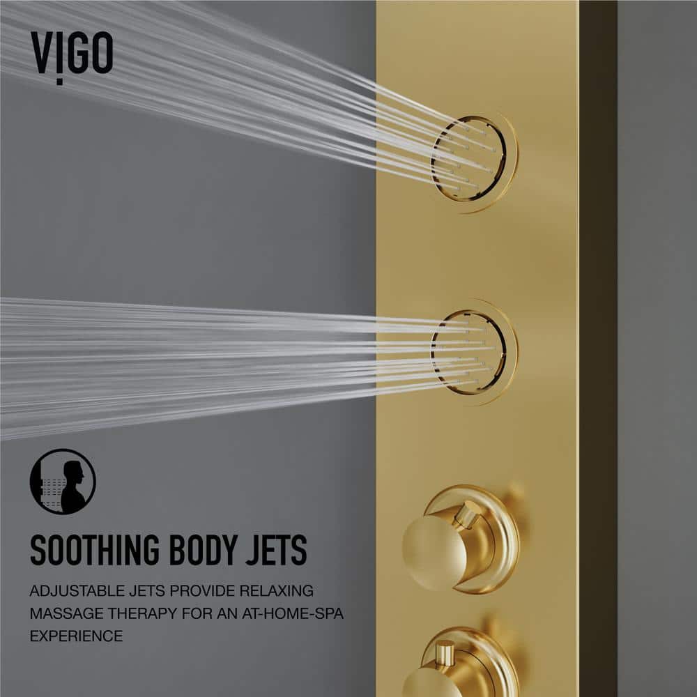 Ellington Matte Brushed Gold 4-Jet Shower Panel with Hand Shower