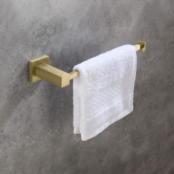 Bathroom Accessories 9 in. Wall Mounted Towel Bar in Brushed Gold