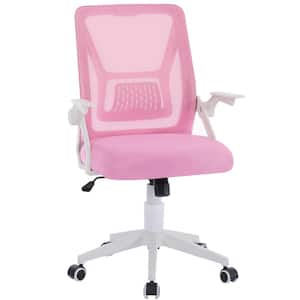 Office Chair for Computer Task Work Fabric Swivel Ergonomic Task Chair in Pink Mesh Lumbar Support with Adjustable Arms