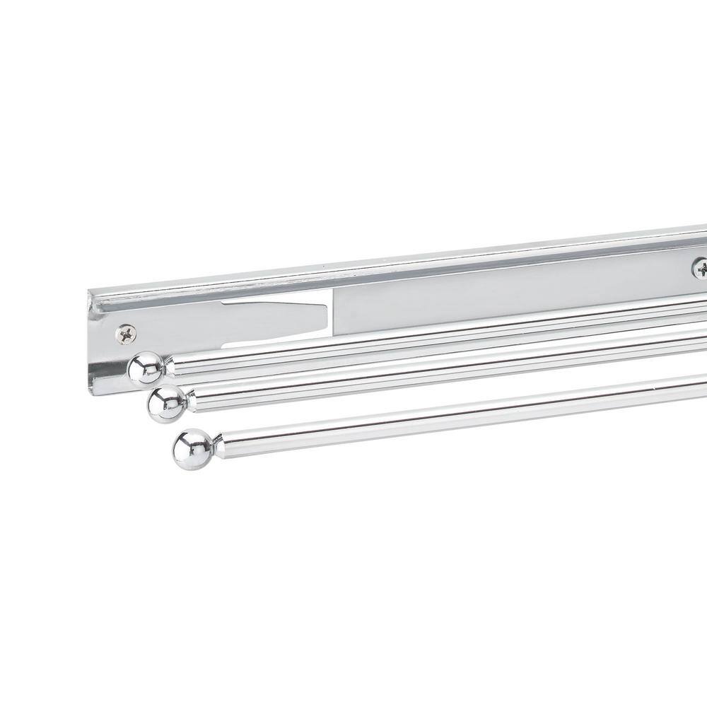 Chrome 3-Prong Wall Mounted Pullout Towel Bar