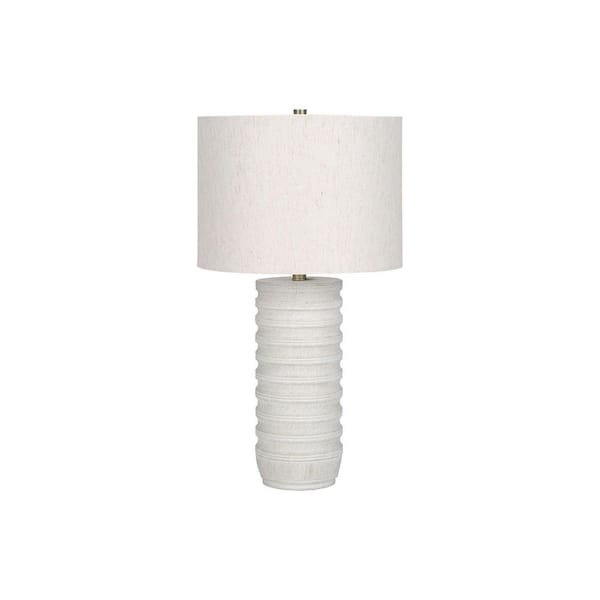 Transitional 28 in. H Table Lamp with White Shade, Cream Resin