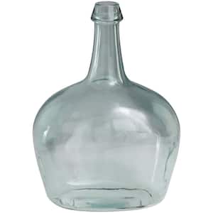 15 in. Clear Handmade Spanish Bottle Neck Recycled Glass Decorative Vase