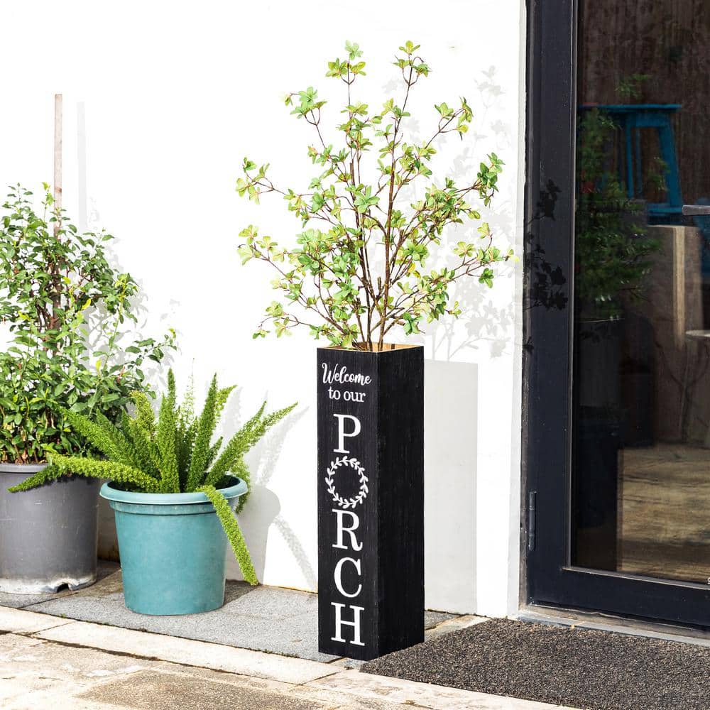 Black Solid Wood Double Sided Outdoor Welcome Porch Sign