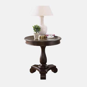 26 in. Espresso Round Wood Pedestal End Table