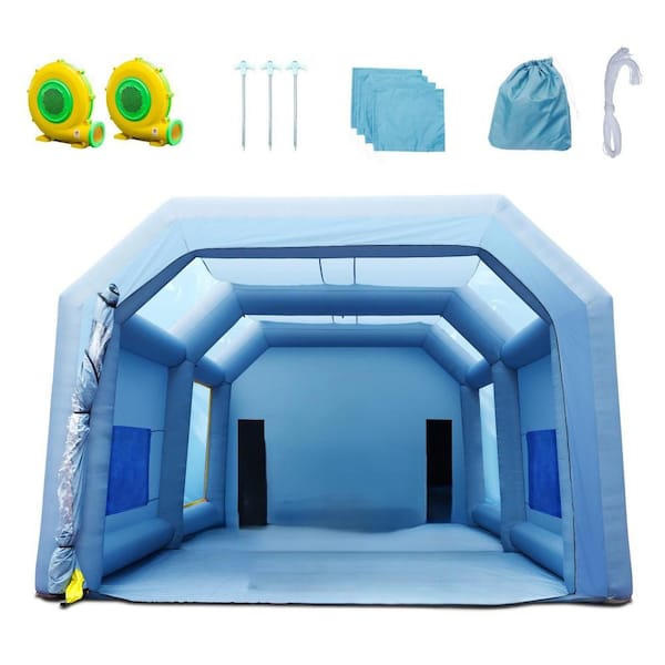 Inflatable Paint Booth, 33 x 20 x 13 ft. Inflatable Spray Booth, High Powerful 950W+1100W Blowers, Air Filter System