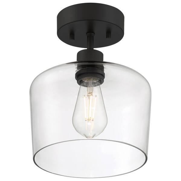 Access Lighting - Port Nine 9 in. 1-Light Matte Black LED Semi-Flush Mount