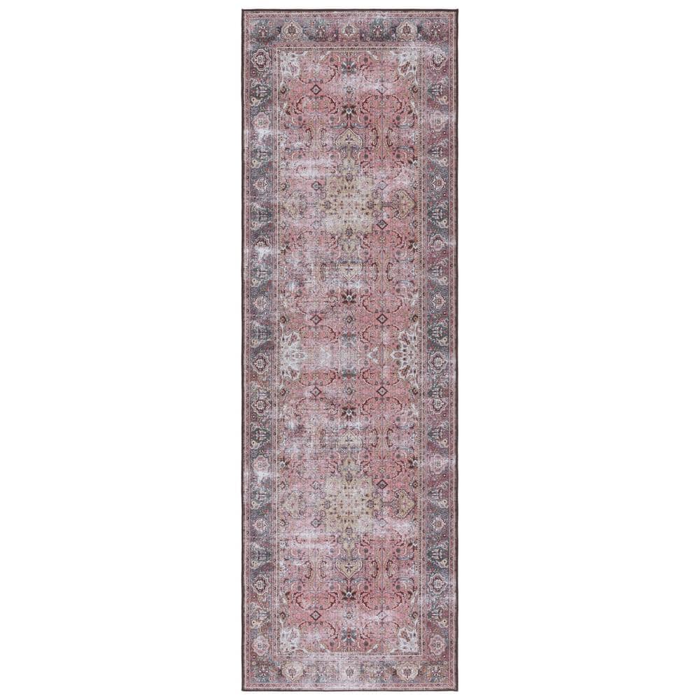 Tucson Pink/Beige 3 ft. x 8 ft. Machine Washable Medallion Floral Border Distressed Runner Rug price history on PriceWatchPro