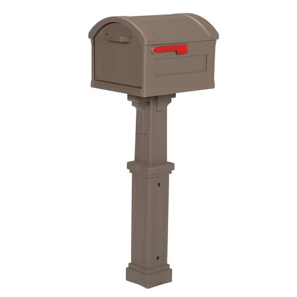 Architectural Mailboxes Grand Haven Mocha, Extra Large, Plastic, Mailbox and Post Combo